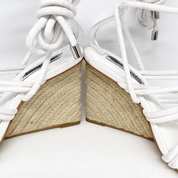 Steve Madden Women's Idolized Ankle Tie Espadrille Wedge Sandals White Size 7M - Picture 12 of 12